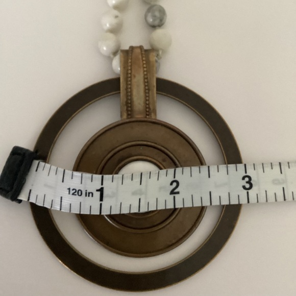 Vintage Jan Michaels San Francisco Necklace Signed Howlite Beaded Chain Brass - Picture 9 of 11